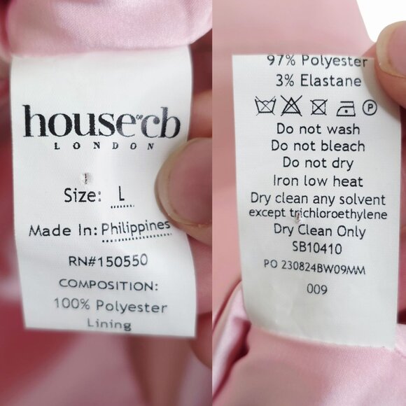 House of CB Cosette Mini Dress Rose Shadow Satin Sleeveless Size L - Picture 8 of 11